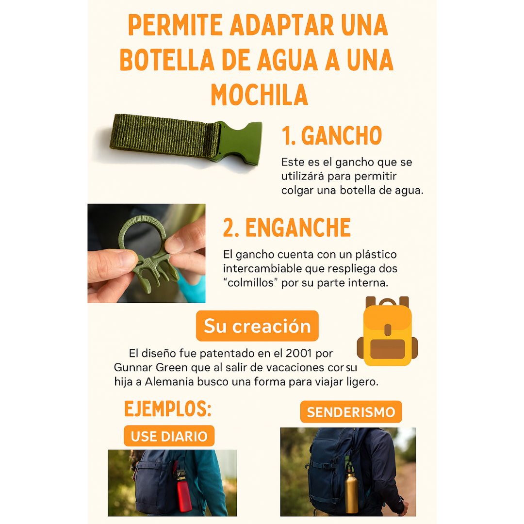 Suporte de Garrafa, Porta botellas de agua para mochilas hiking